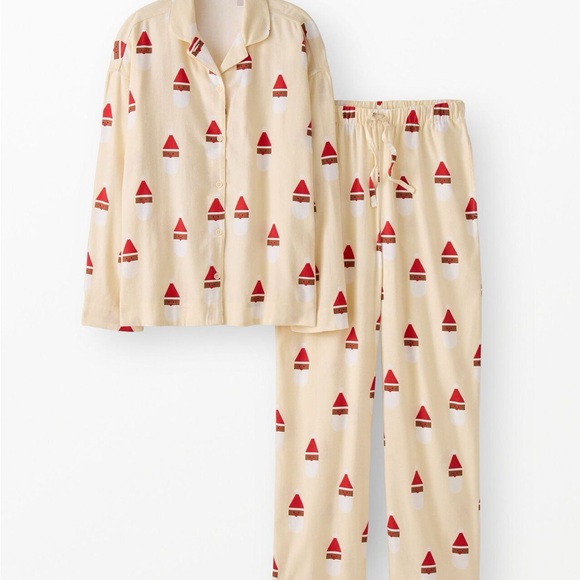 Hanna Andersson Cream and Red Santa Pajama Set